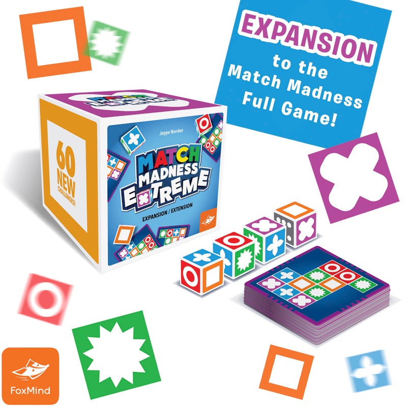 FoxMind Games: Expansion Pack -Match Madness Extreme Used with Original Match Madness Pattern Matching Puzzle Game, 60 New Challenge Cards, Fast-Paced up to 4 Players, Ages 7 and up - Image 4